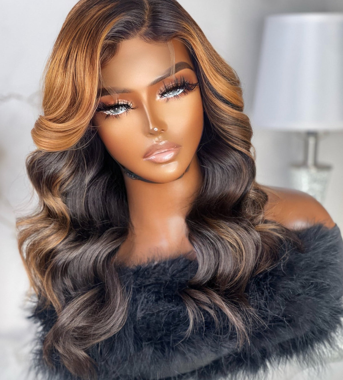 "Lynn" Honey Blonde Ombre Custom Raw Indian GLUELESS Lace Wig