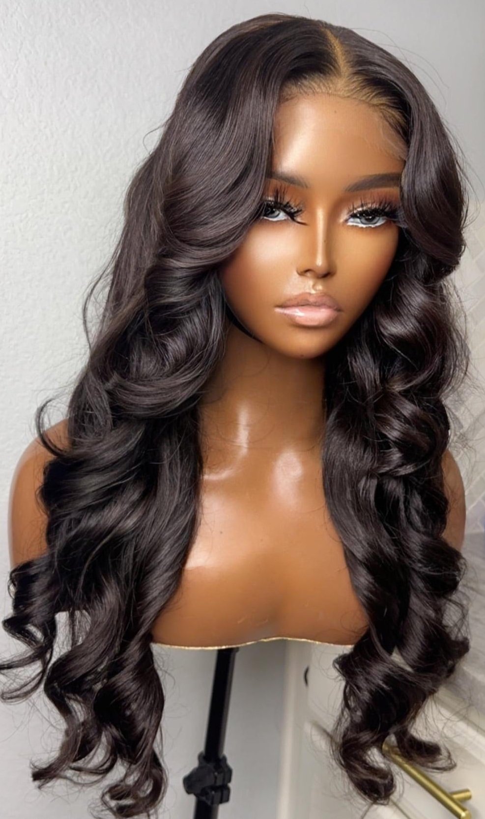 "Kim" Custom GLUELESS Cambodian LAYERED with curtain bangs Lace Wig