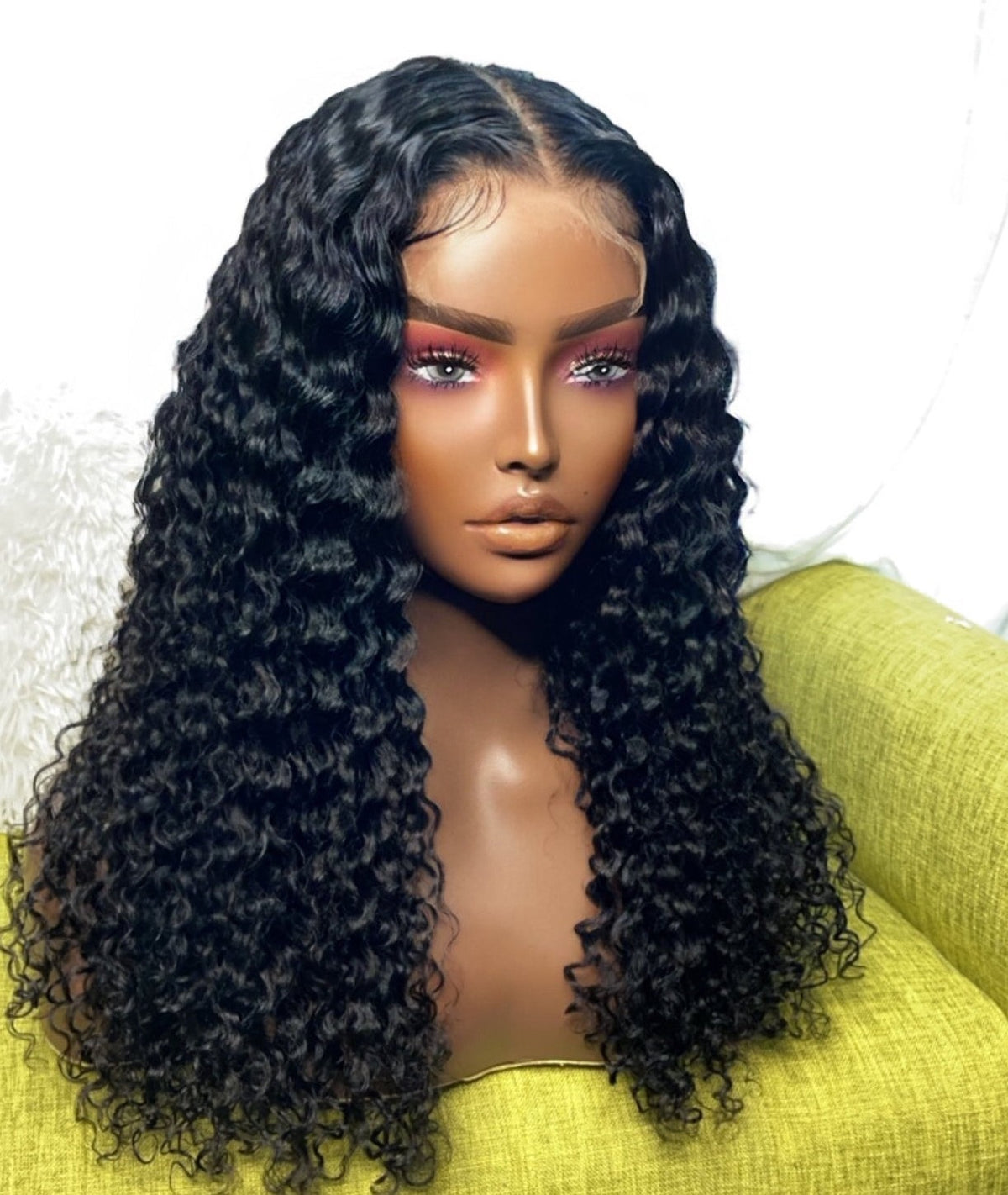 "Kelly" Midnight Black Burmese Curly HD Glueless Lace Wig