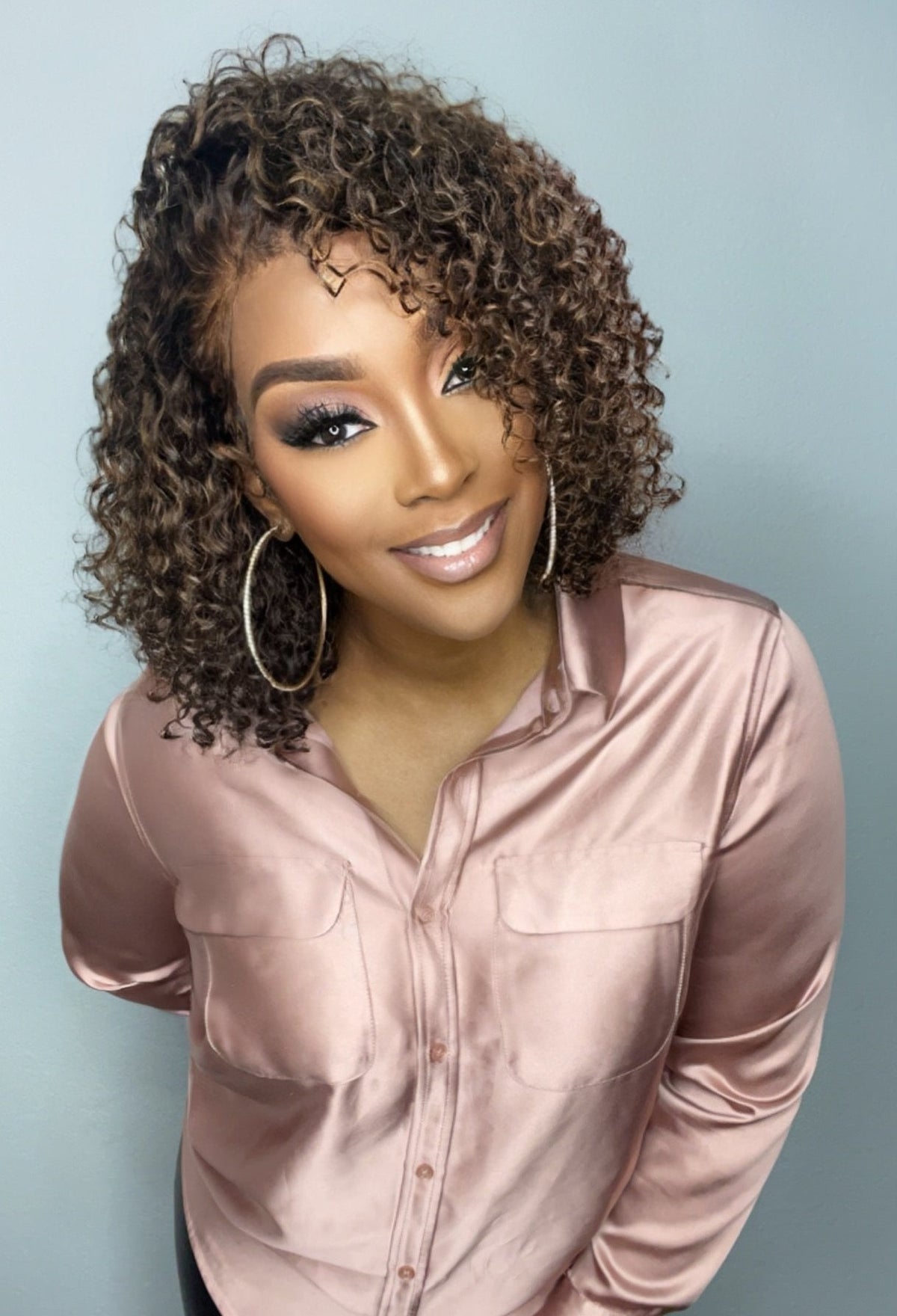"Beverly" Raw Cambodian Curly Dyva Cut HD Lace Bob Wig