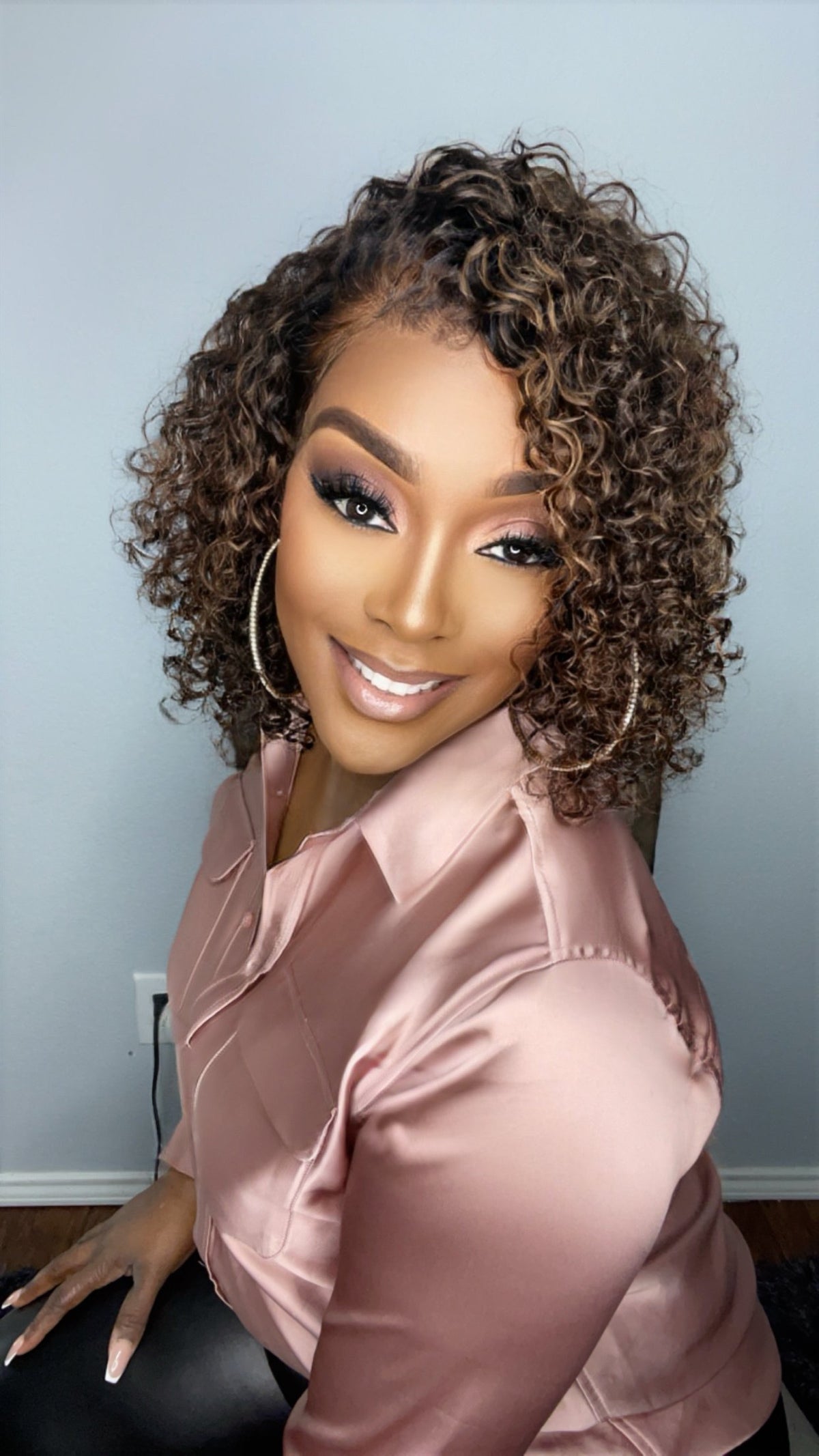 "Beverly" Raw Cambodian Curly Dyva Cut HD Lace Bob Wig