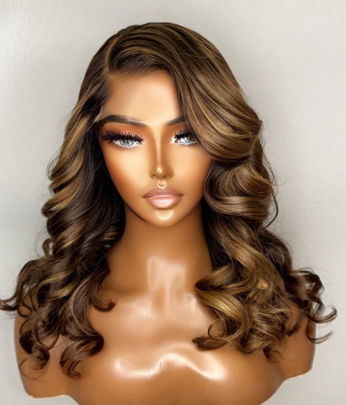 "Ms. Jackie" Raw CAMBODIAN Triple Brown Highlight GLUELESS HD Lace Wig