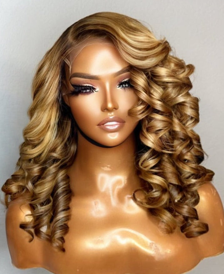 "Cherry" Triple Blonde Highlight GLUELESS HD Lace Wig