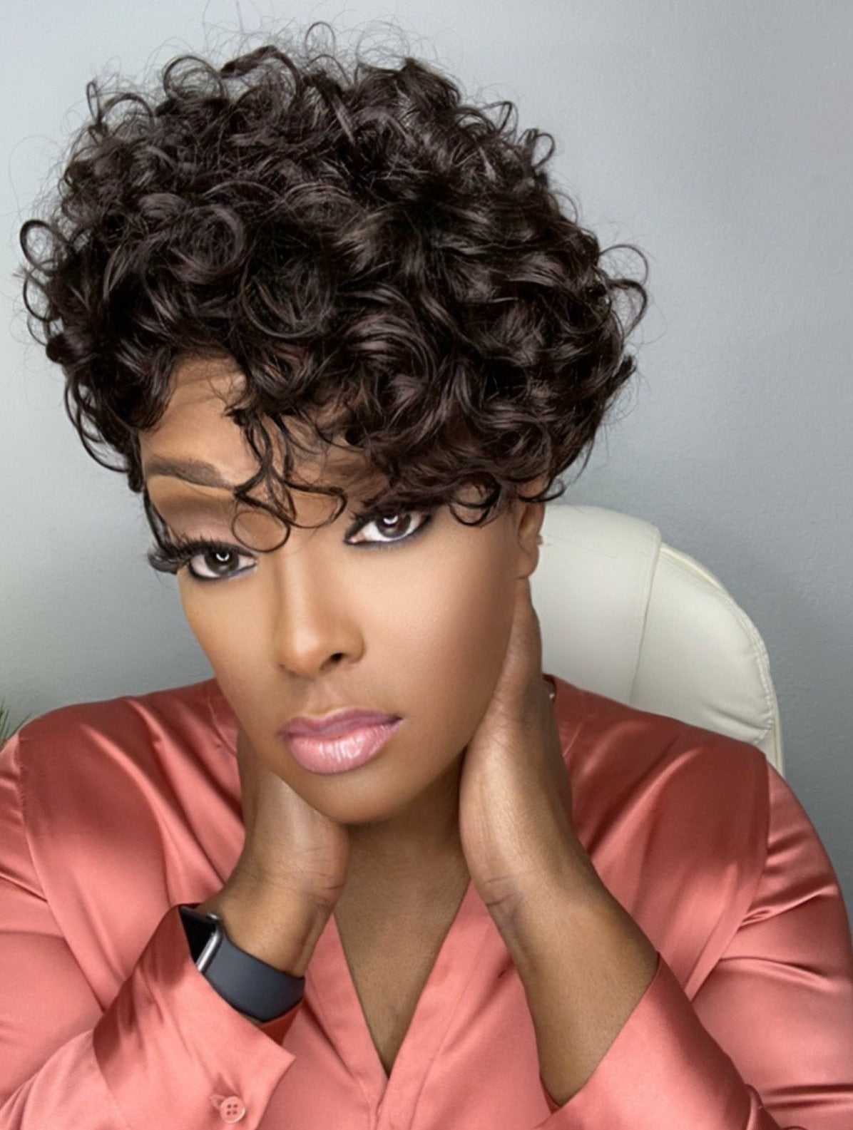 "Danielle" Glueless Tapered Curly "Wash & Go" Lace Wig