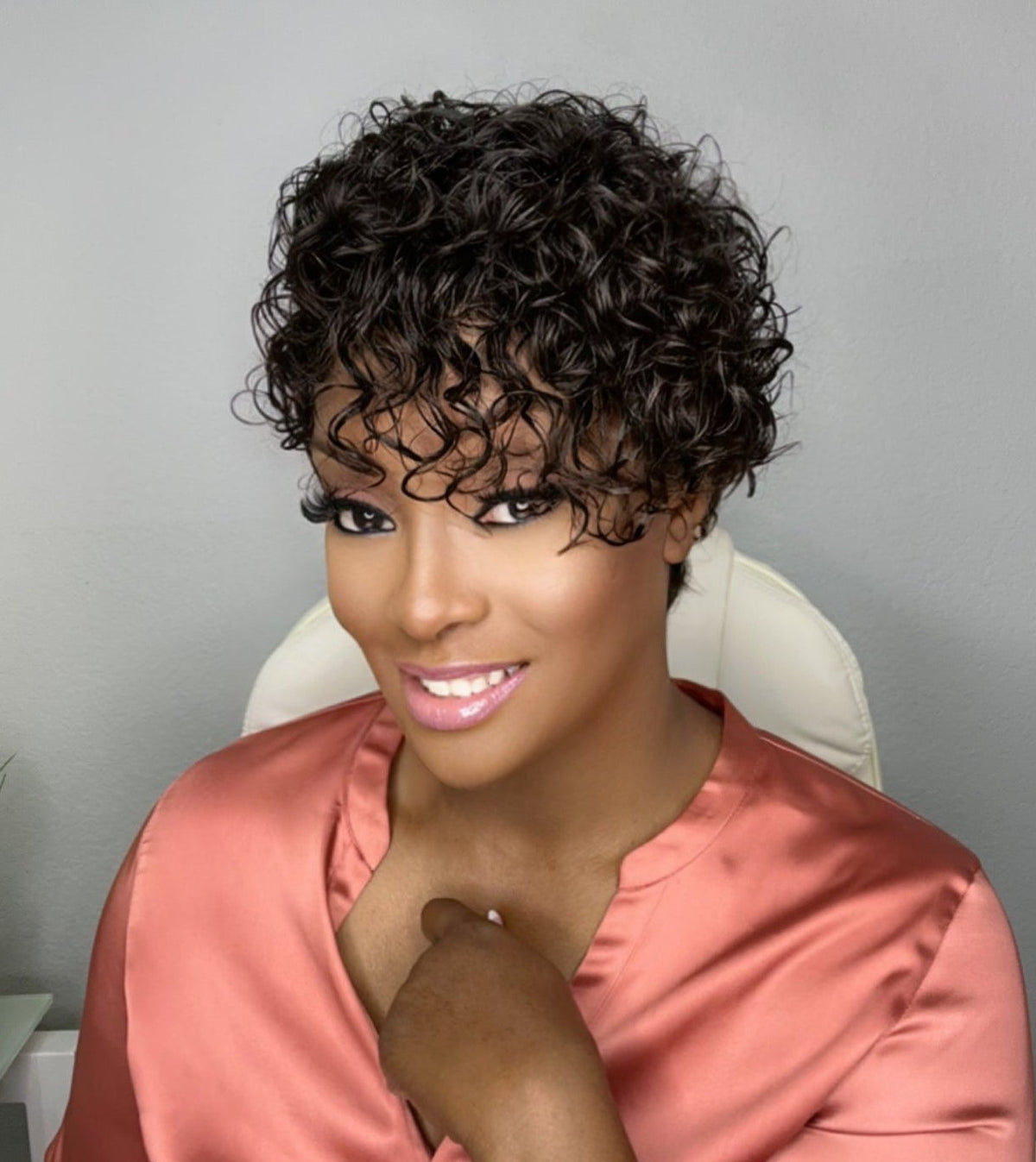 "Danielle" Glueless Tapered Curly "Wash & Go" Lace Wig