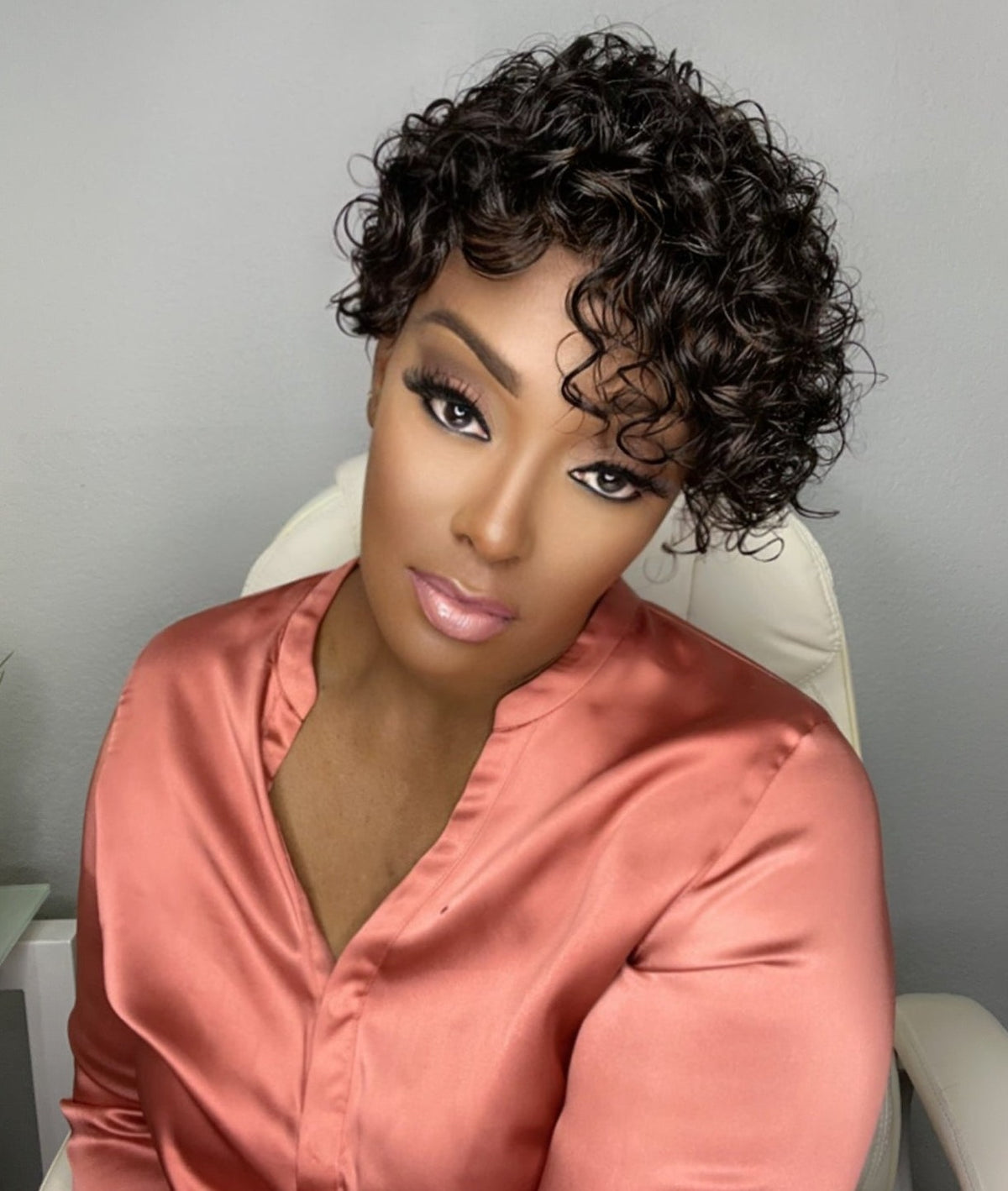 "Danielle" Glueless Tapered Curly "Wash & Go" Lace Wig