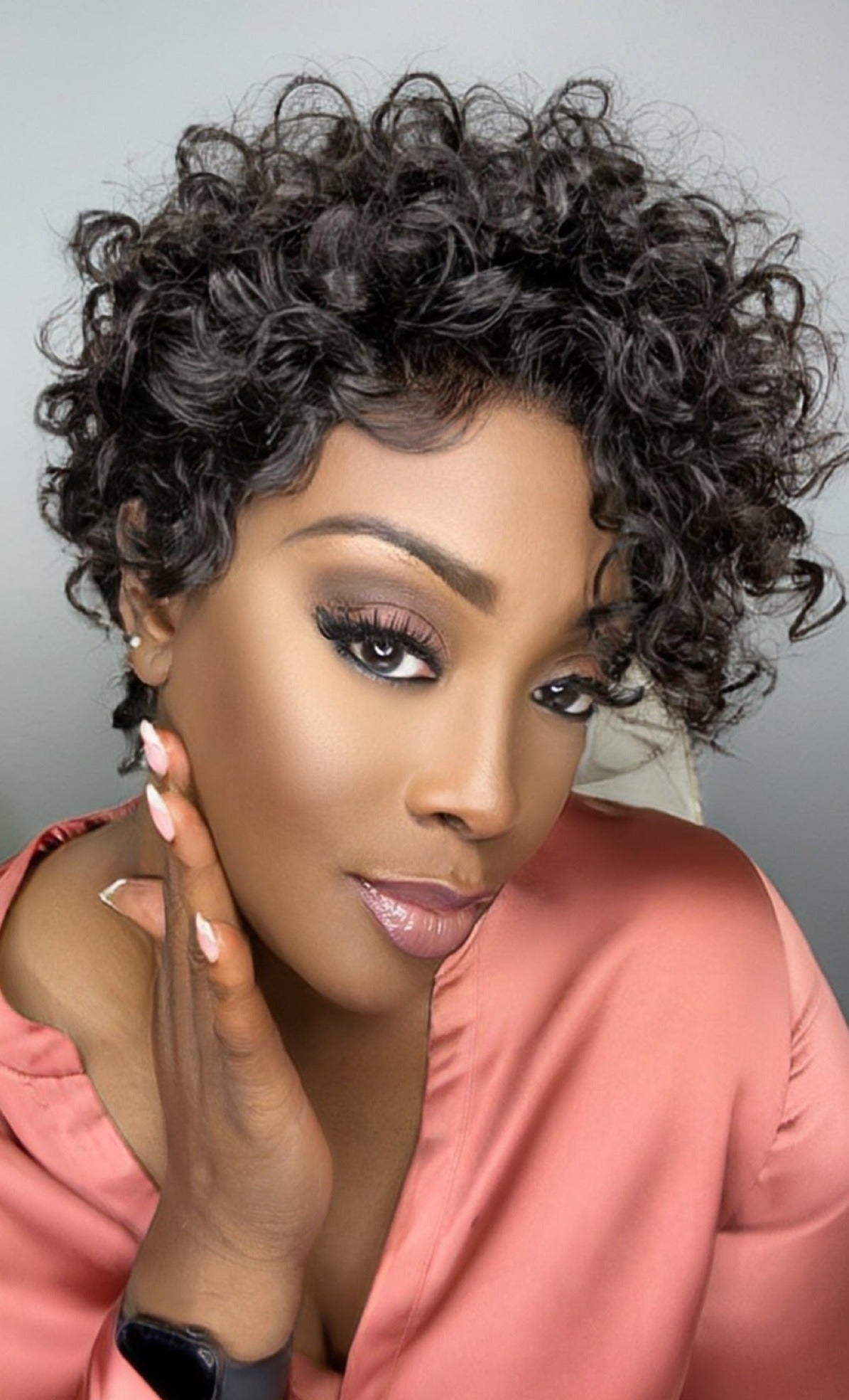 "Danielle" Glueless Tapered Curly "Wash & Go" Lace Wig