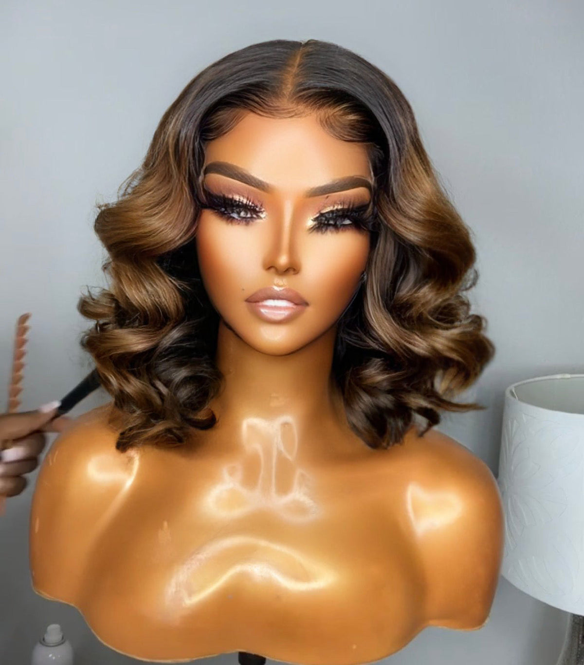 RAW "Cambodian Deep Layered" Ombre Light Brown Lace Bob