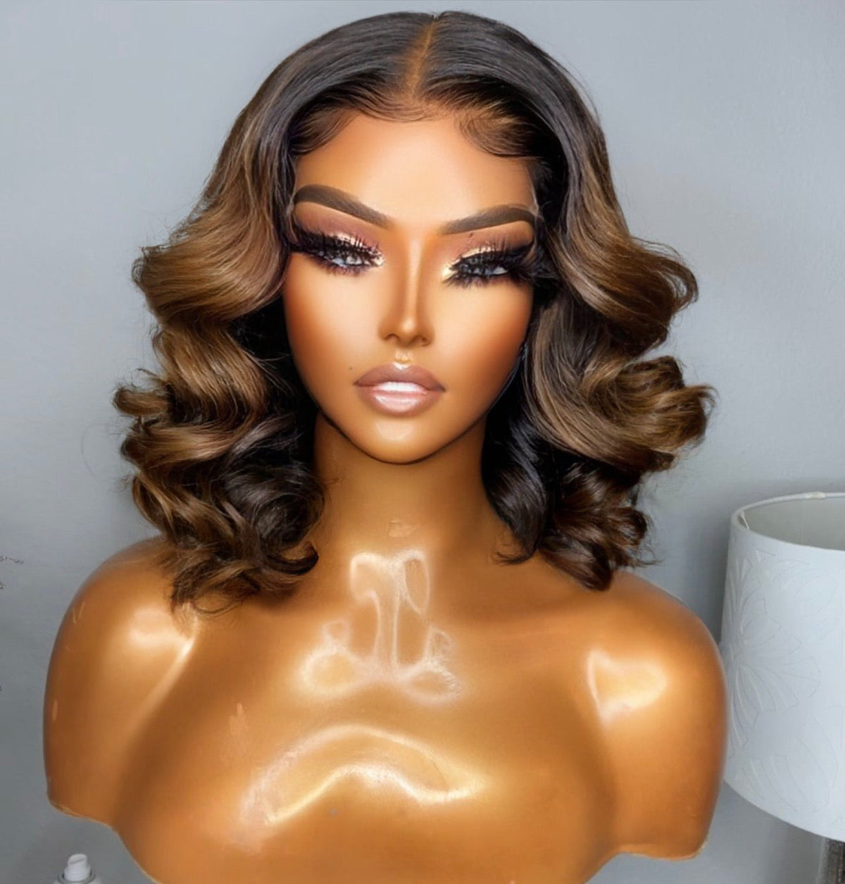 RAW "Cambodian Deep Layered" Ombre Light Brown Lace Bob