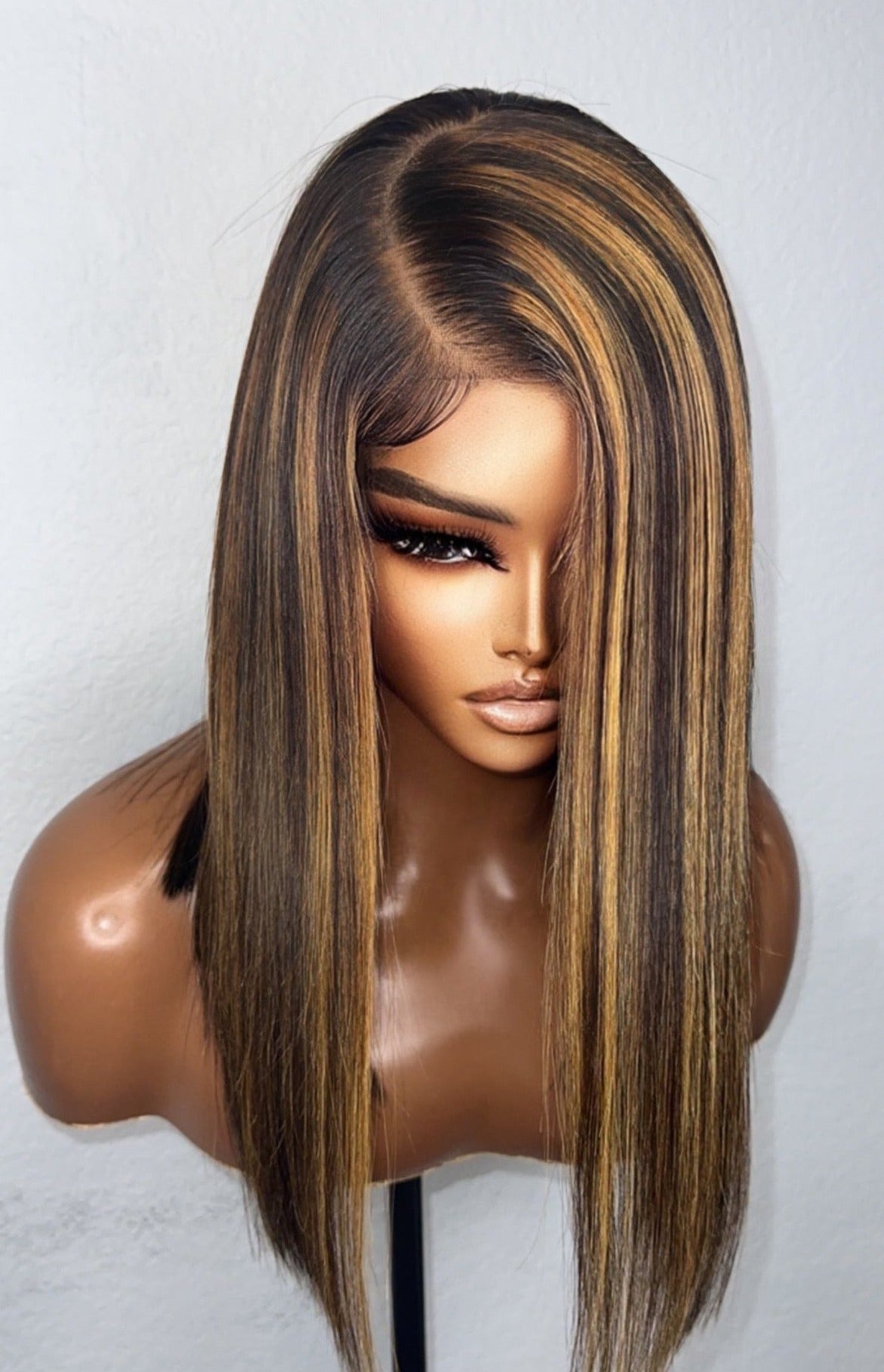 "Lily" Blonde Highlighted HD (5x5) Lace SILK PRESS Bob