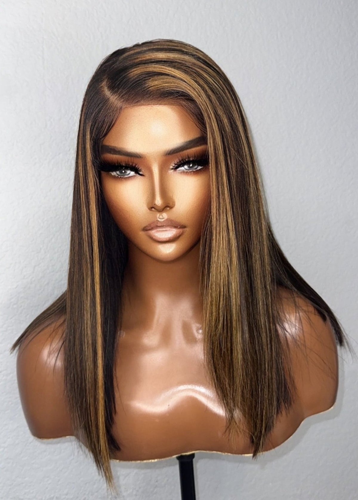"Lisa" Blonde Highlighted HD Lace SILK PRESS Bob
