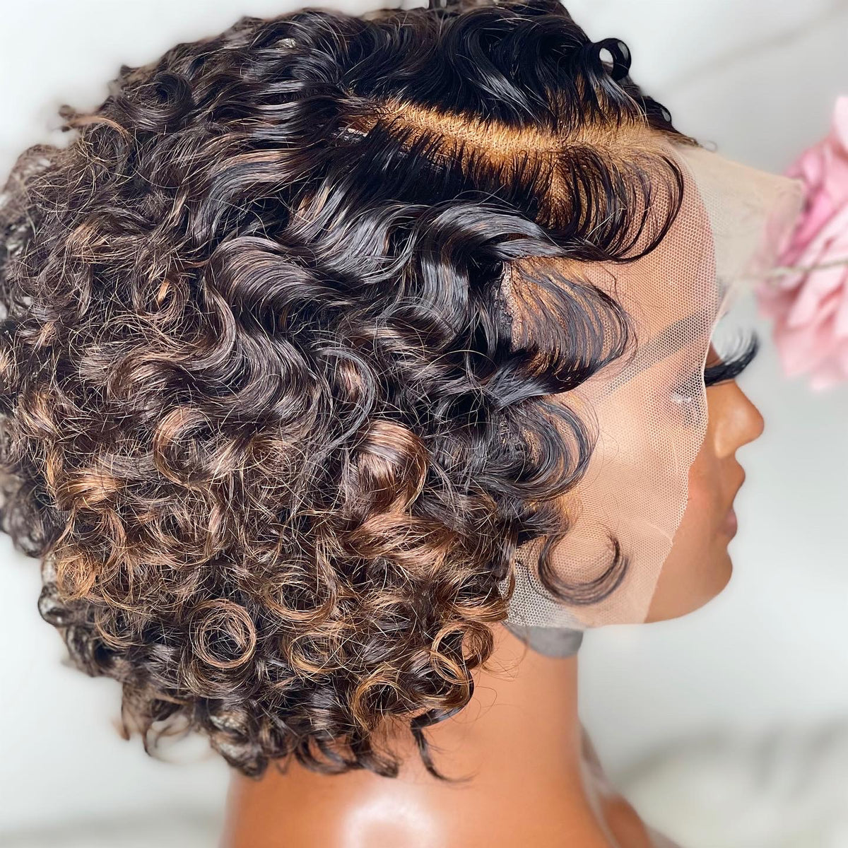"Tami" Queen Collection Curly "Wash & Go" Brown Highlight Unit