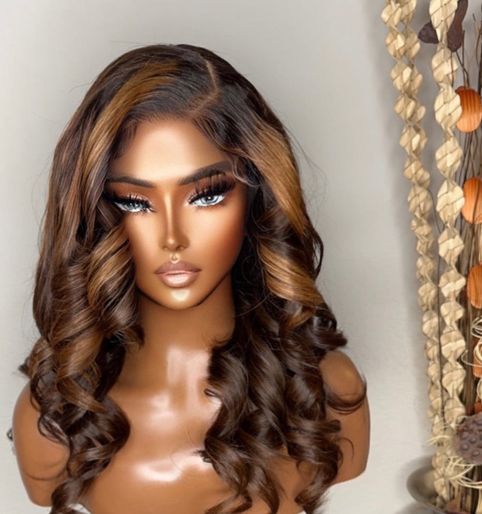 Two-Tone Chocolate Thunder Luxury Deep Layered GLUELESS HD Lace Wig