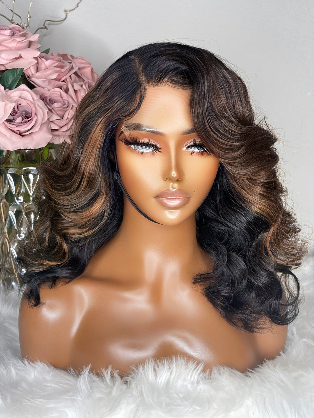 "Nikkita" Brown Ombre Custom Raw Indian GLUELESS Lace Wig