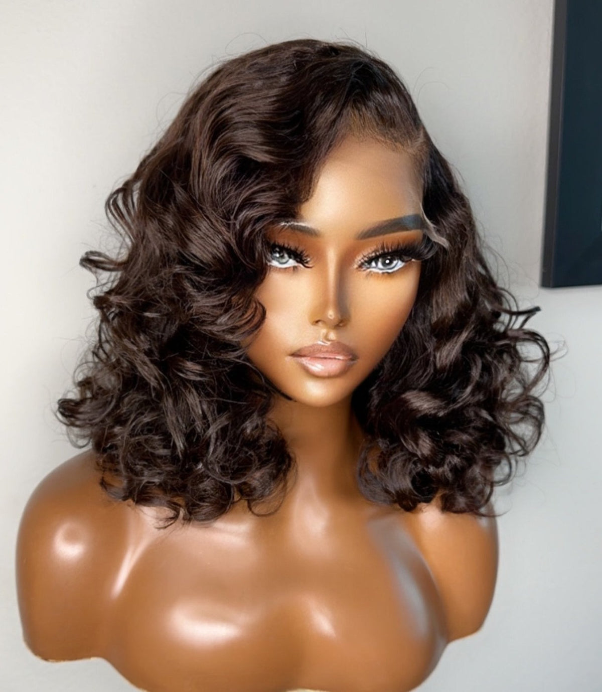 "Nadia" Dark Brown Deep -Side Part Custom Made Glueless Raw Indian Lace Wig