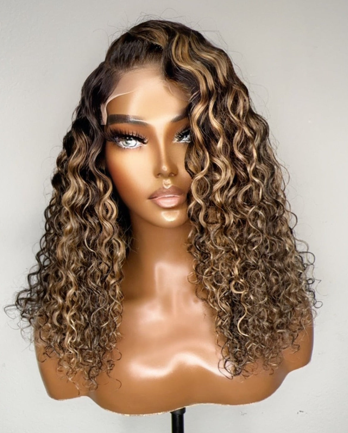 "Fancy" Cambodian Curly Chunky Blonde Highlight HD Lace (5x5) Wig