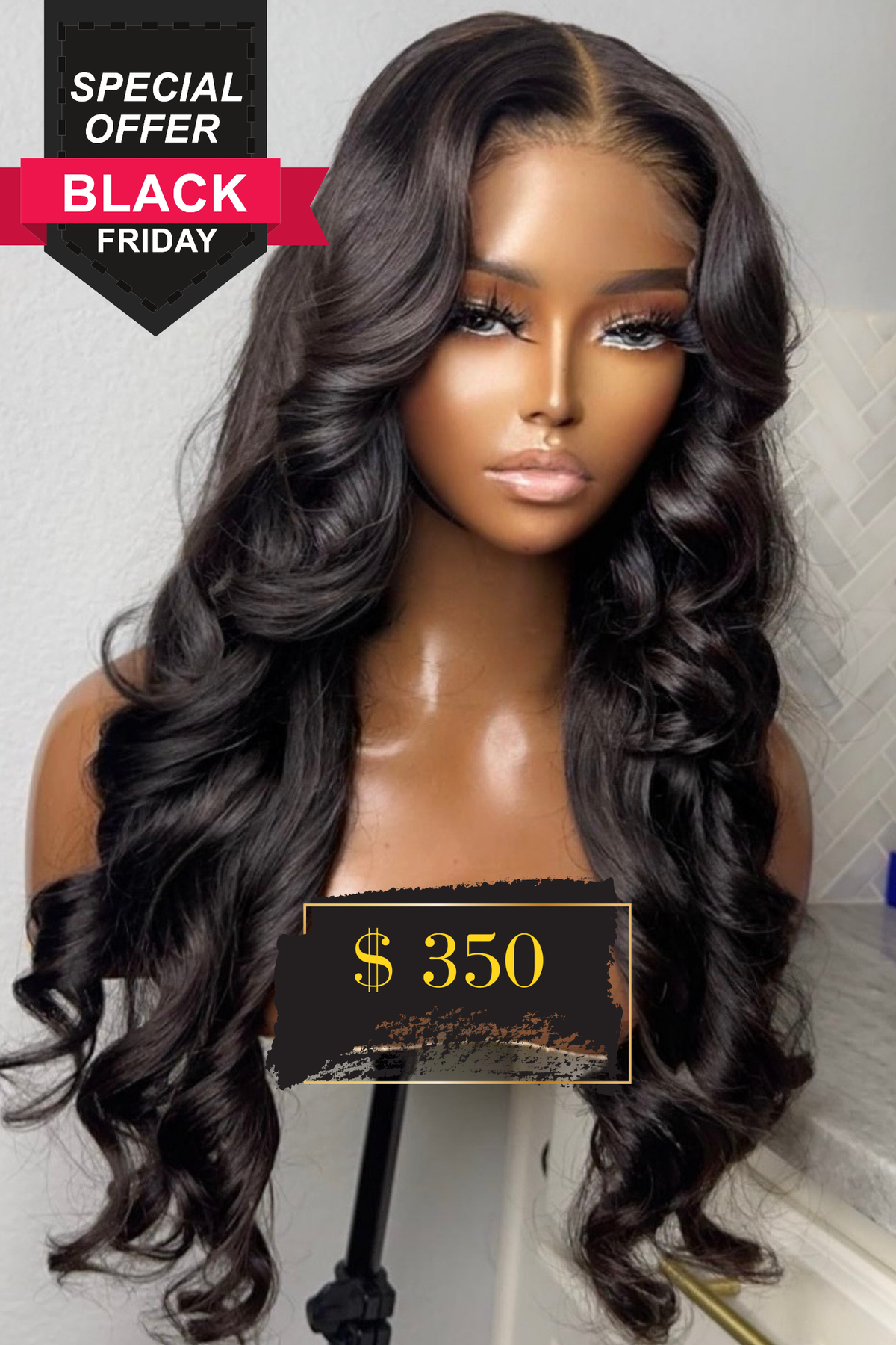 "Kim" Custom GLUELESS Cambodian LAYERED with curtain bangs Lace Wig