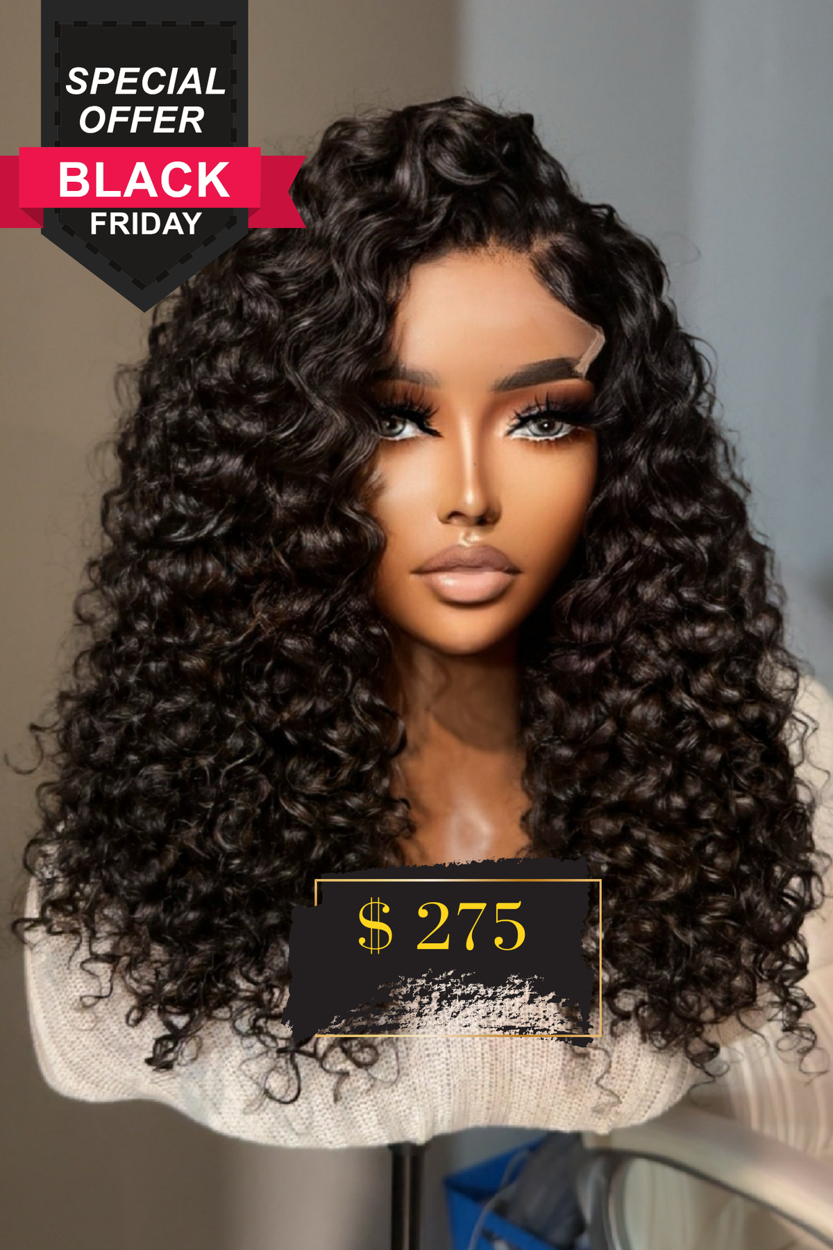 "Kelli" CAMBODIAN Loose Deep Island CURLY Lace Wig