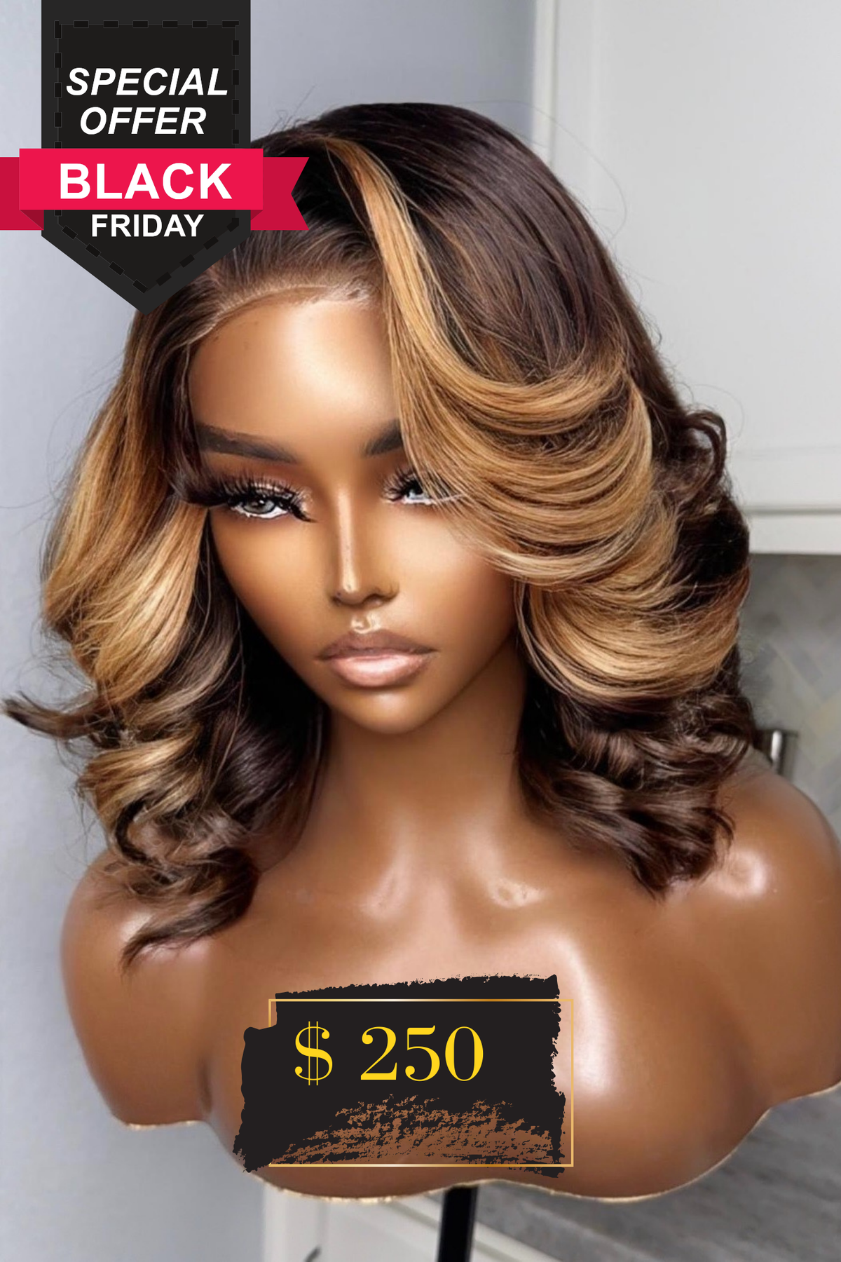 "Brandi" Peek-a-Boo Blonde Ombre Glueless HD Lace (5x5) Bob Wig