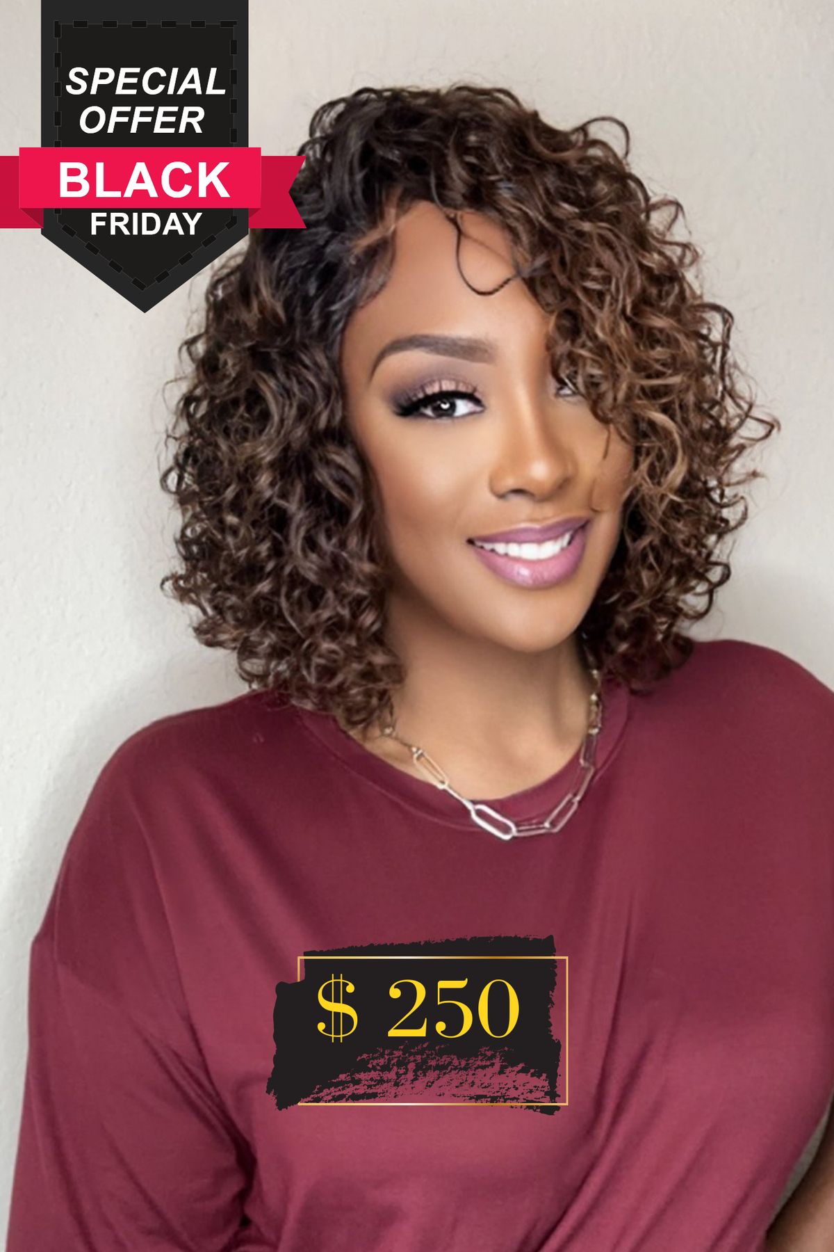 "Foxy" Queen Collection Curly "Wash & Go" Top Lace (5x5) Wig