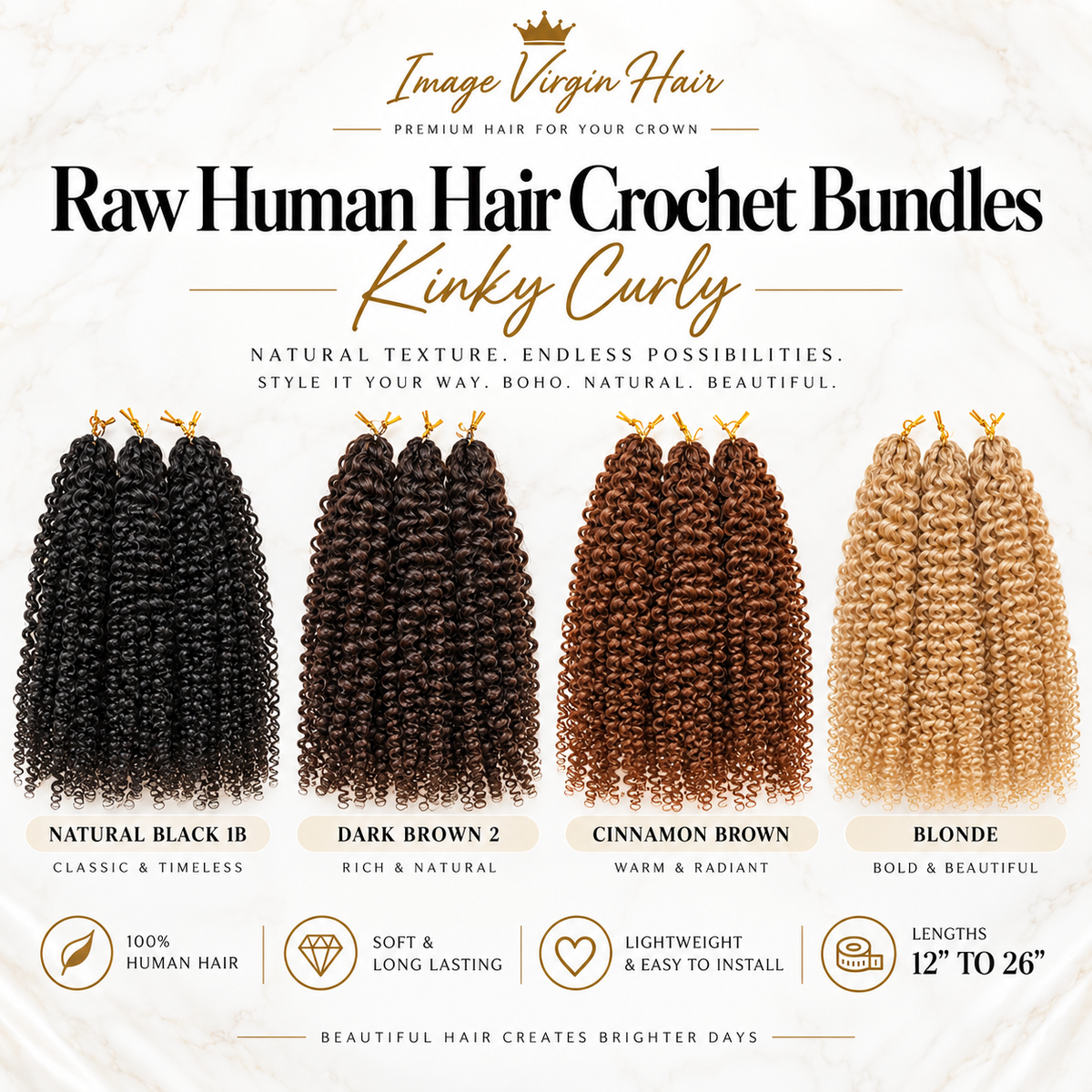 Kinky Curly Raw Human Hair Crochet Single Bundles