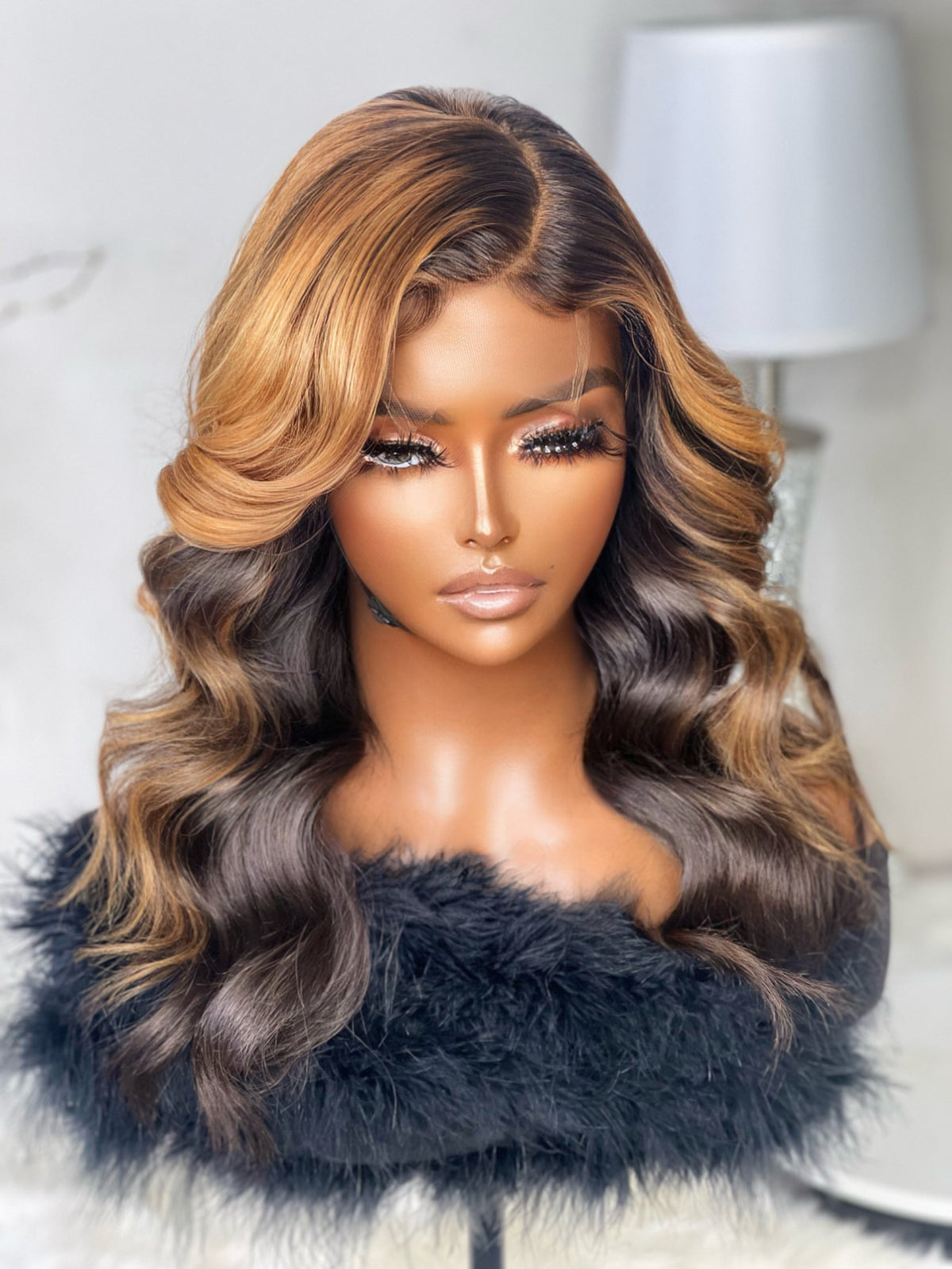 "Lynn" Honey Blonde Ombre Custom Raw Indian GLUELESS Lace Wig