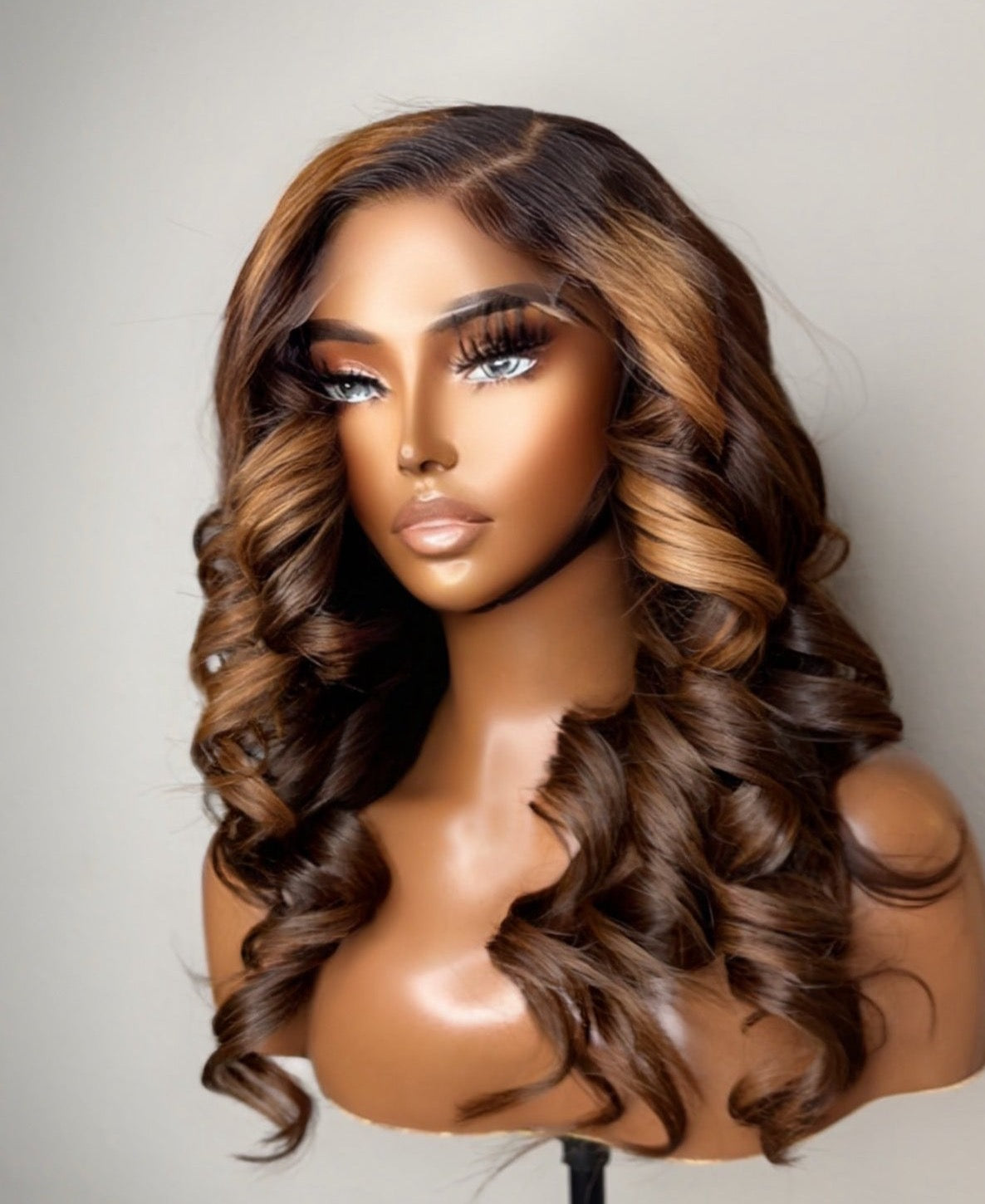 "Honey" Blonde Ombre Dark Brown CAMBODIAN  Lace Wig