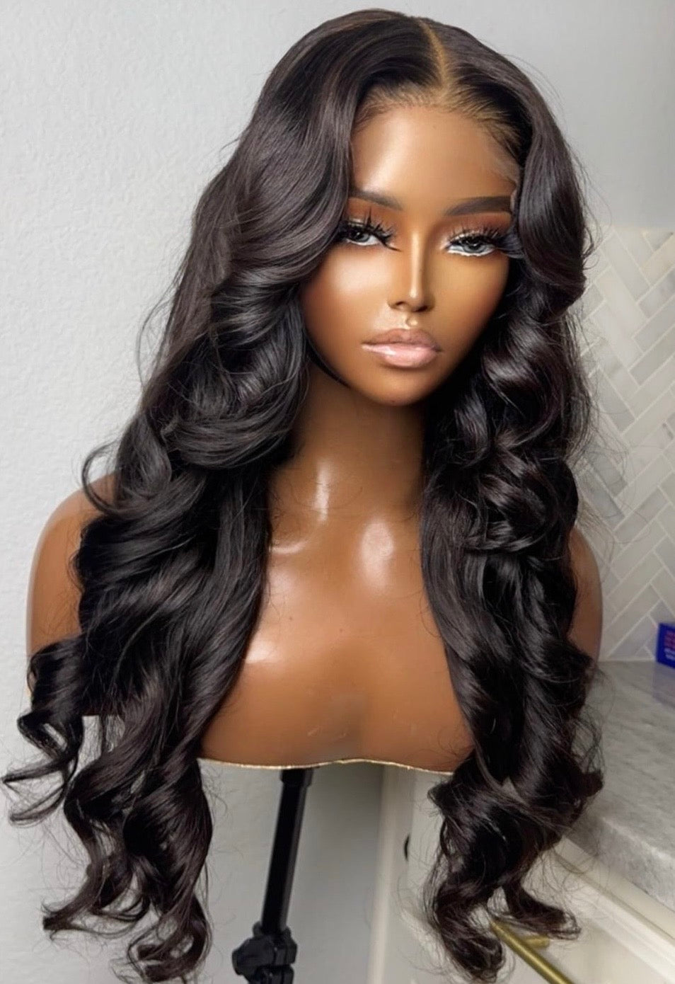 "Kim" Custom GLUELESS Cambodian LAYERED with curtain bangs Lace Wig