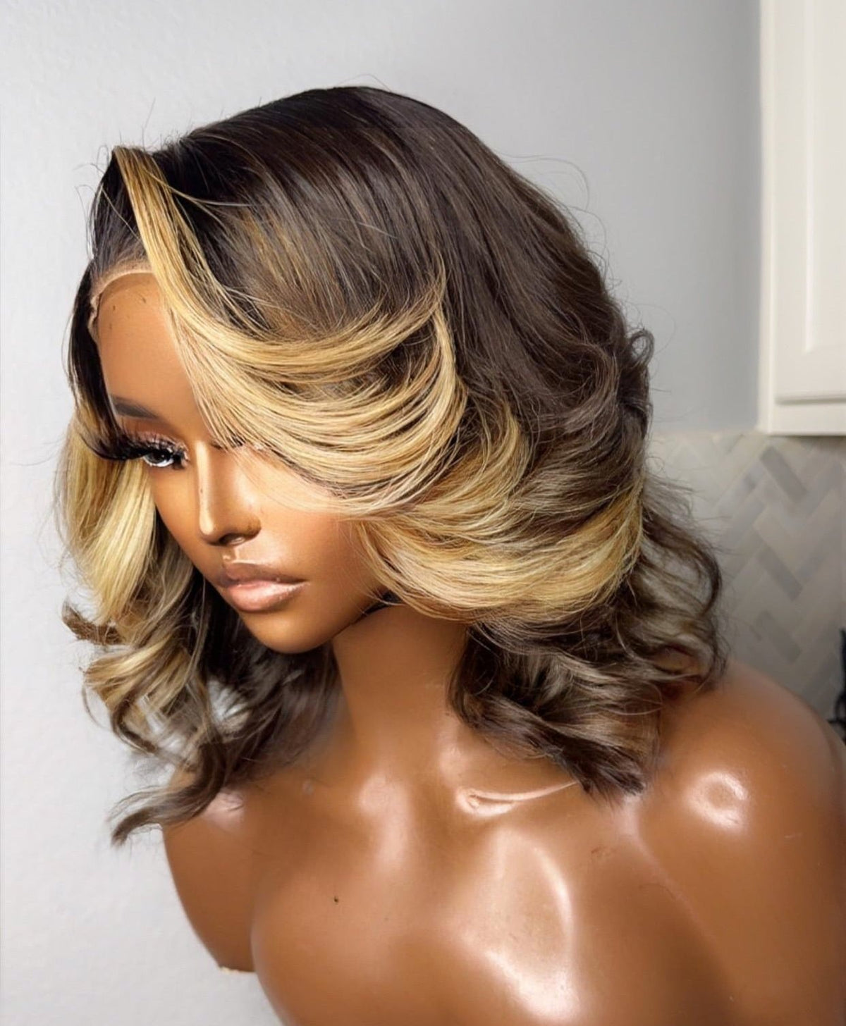 "Brandi" Peek-a-Boo Blonde Ombre Glueless HD Lace (5x5) Bob Wig