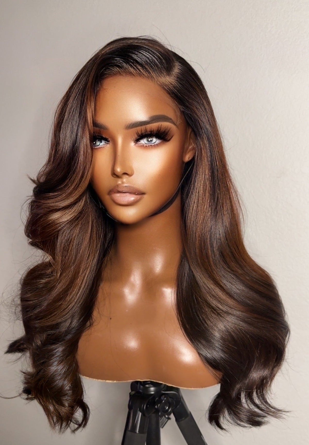 "NeNe”  Brown Ombre Lux Custom Raw Indian GLUELESS HD Wig
