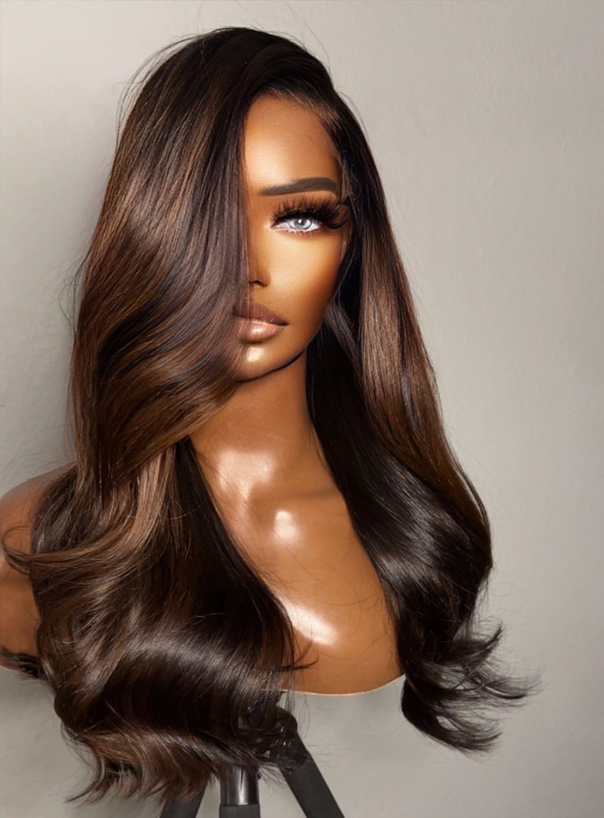 "NeNe”  Brown Ombre Lux Custom Raw Indian GLUELESS HD Wig