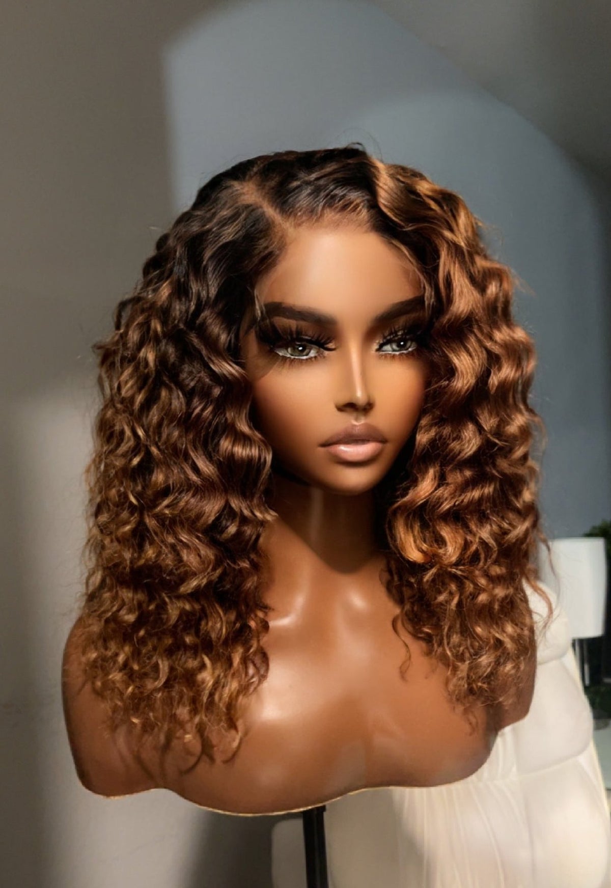 "Precious" Honey Blonde Ombre Exotic Water Wavy Curly HD Lace Wig