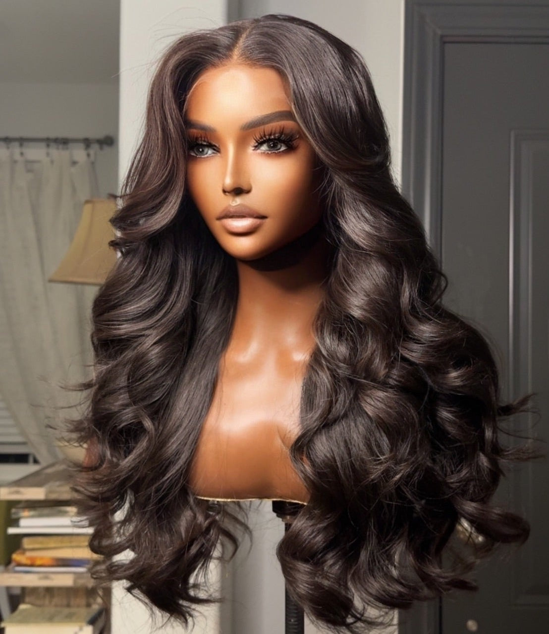 "Kay-Kay" Cambodian Super-Lux Glam Long LAYER w/ curtain bangs HD Lace Unit