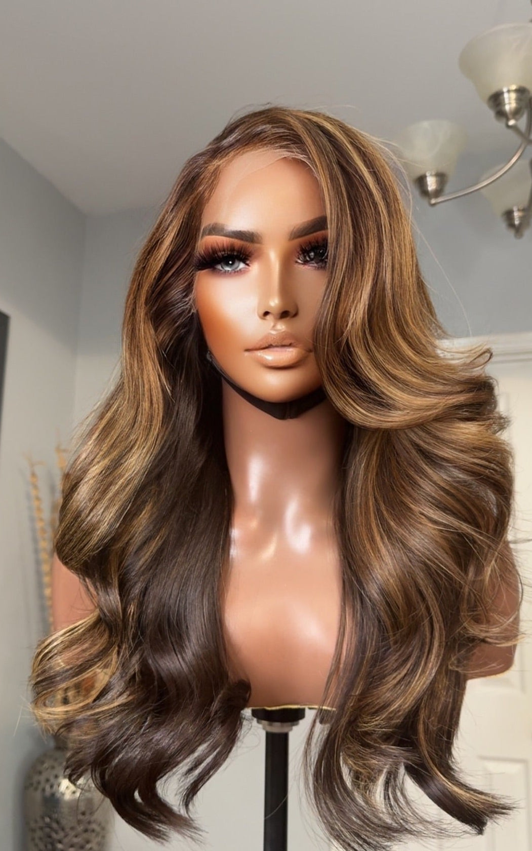 "Lotus" CAMBODIAN Honey Blonde Highlight GLUELESS Lace Wig