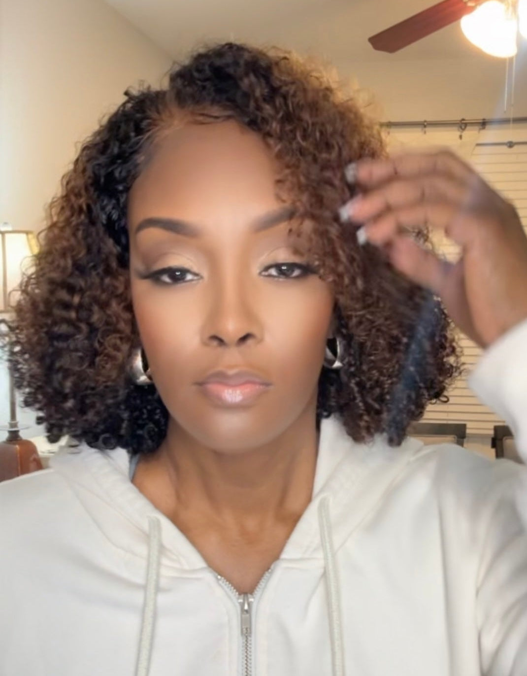 "Brenda" 16" Natural Kinky Curly Cambodian HD Lace Bob Wig