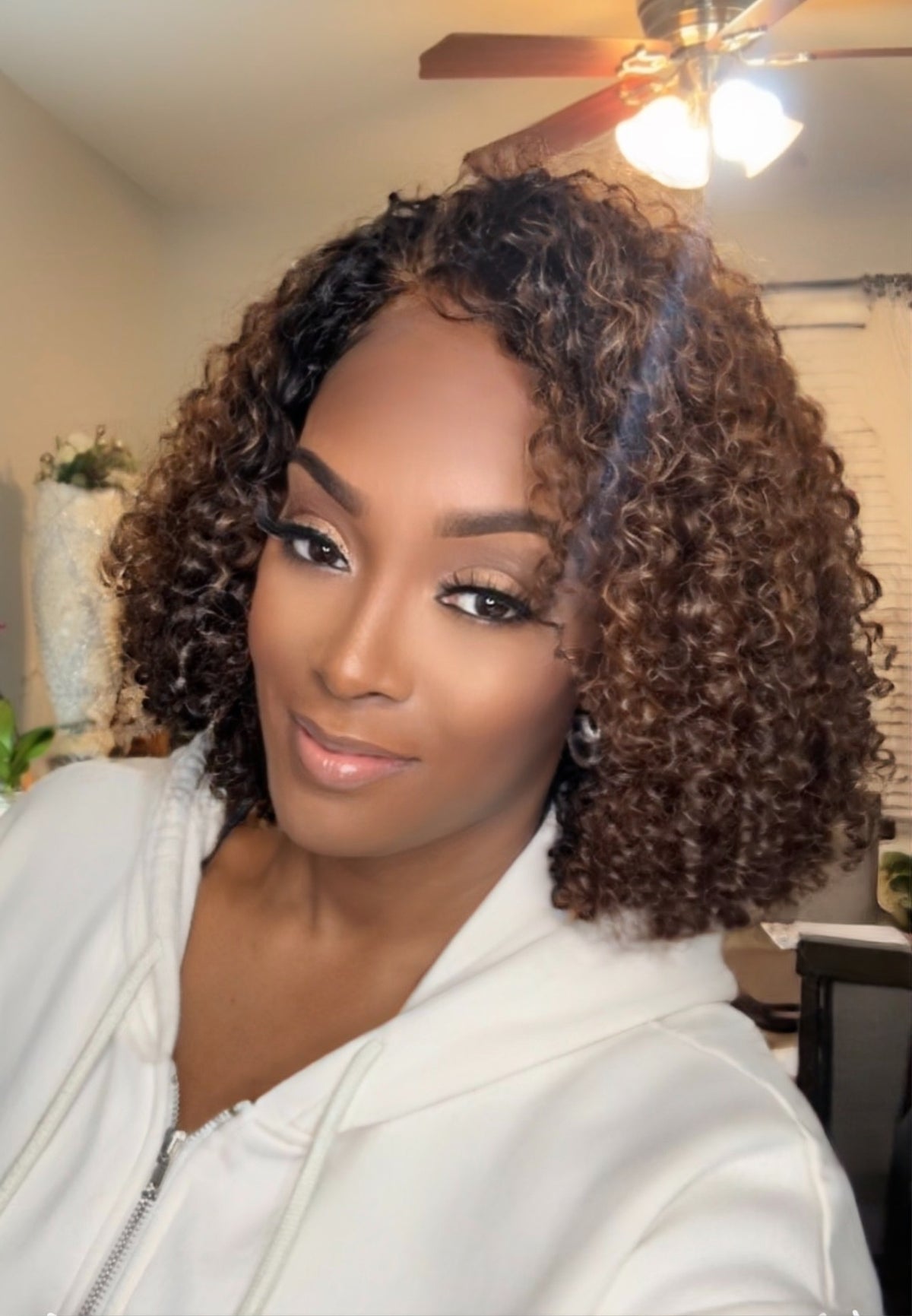 "Brenda" 16" Natural Kinky Curly Cambodian HD Lace Bob Wig