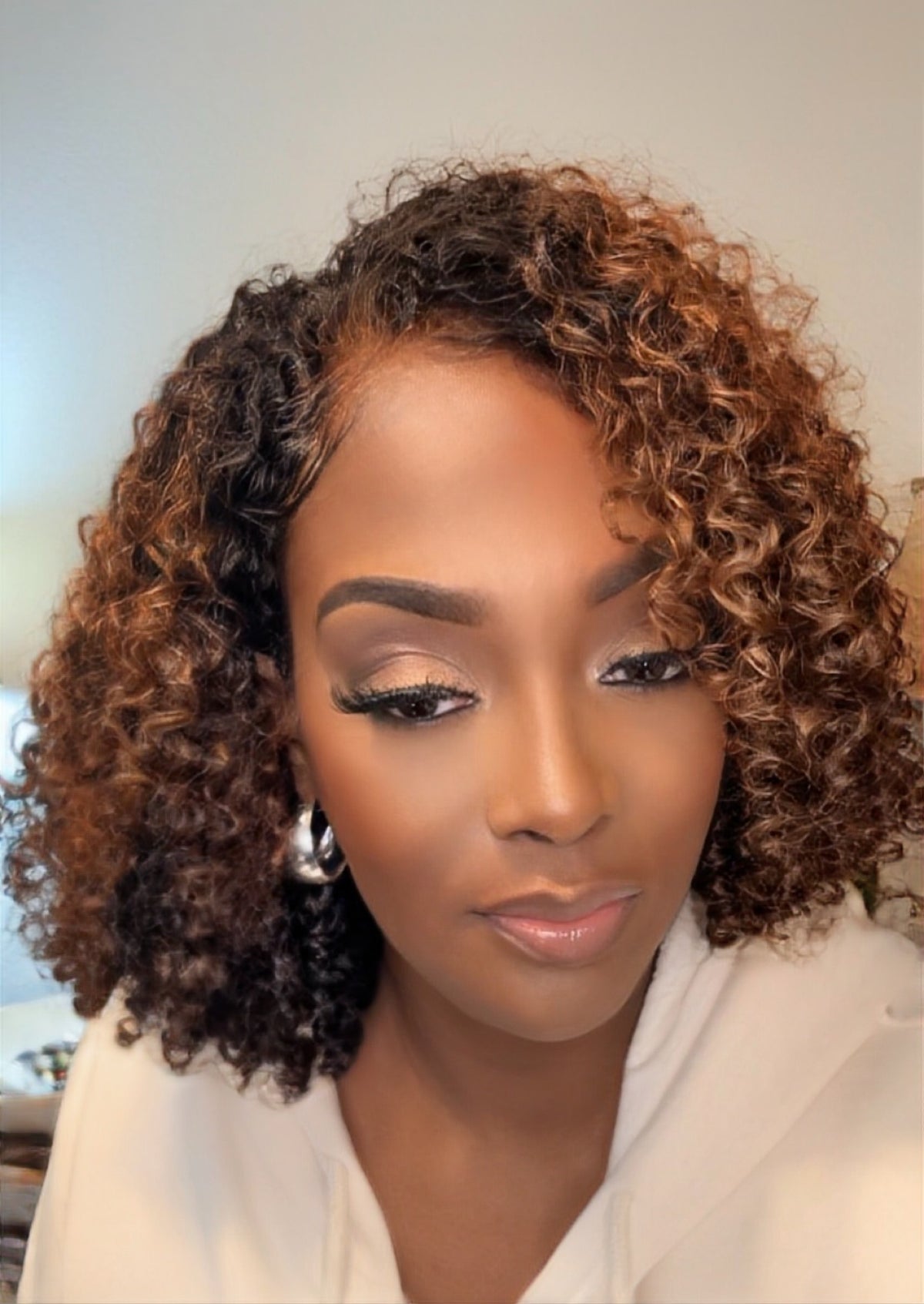 "Brenda" 16" Natural Kinky Curly Cambodian HD Lace Bob Wig