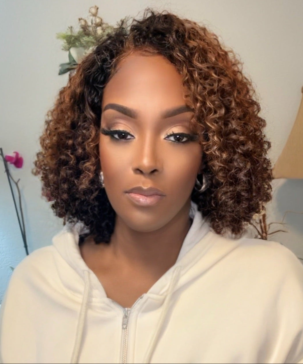 "Brenda" 16" Natural Kinky Curly Cambodian HD Lace Bob Wig