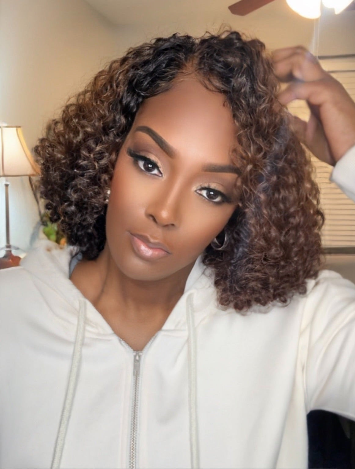 "Brenda" 16" Natural Kinky Curly Cambodian HD Lace Bob Wig