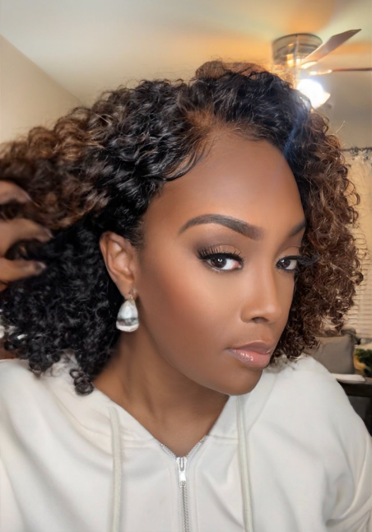 "Brenda" 16" Natural Kinky Curly Cambodian HD Lace Bob Wig