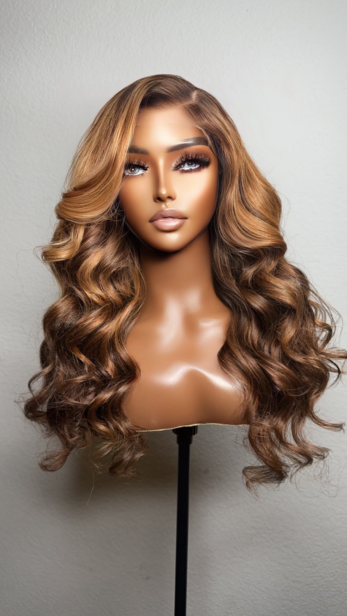 "Honey" Blonde/Brown Highlight CAMBODIAN  Lace Wig