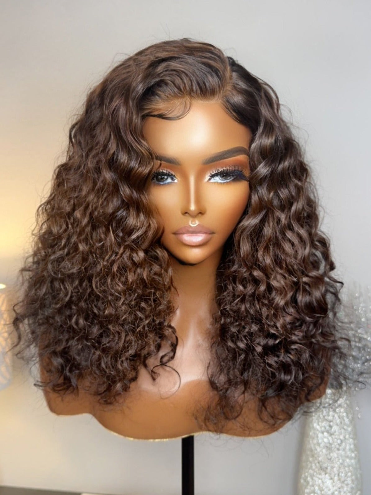 "Lori" Glueless Brown Ombre Curly Raw Indian Lace Wig