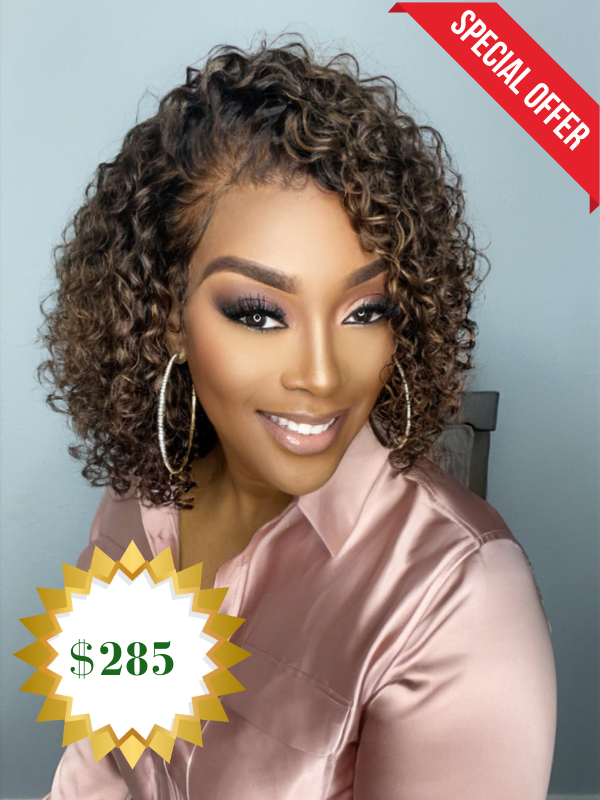 "Beverly" Raw Cambodian Curly Dyva Cut HD Lace Bob Wig