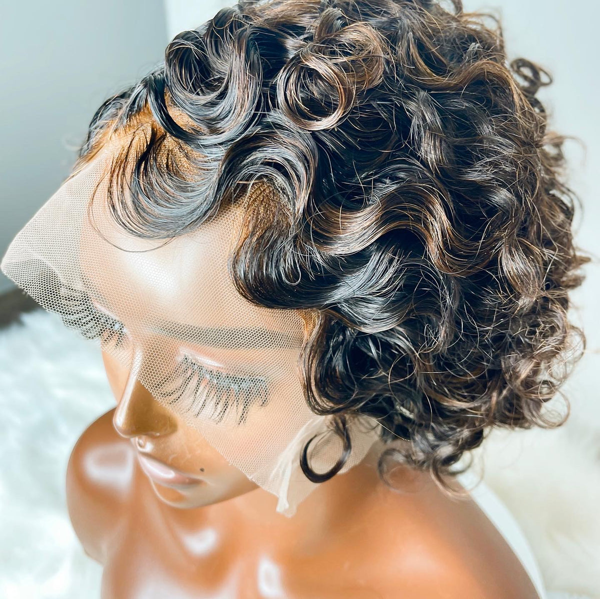 "Tami" Queen Collection Curly "Wash & Go" Brown Highlight Unit