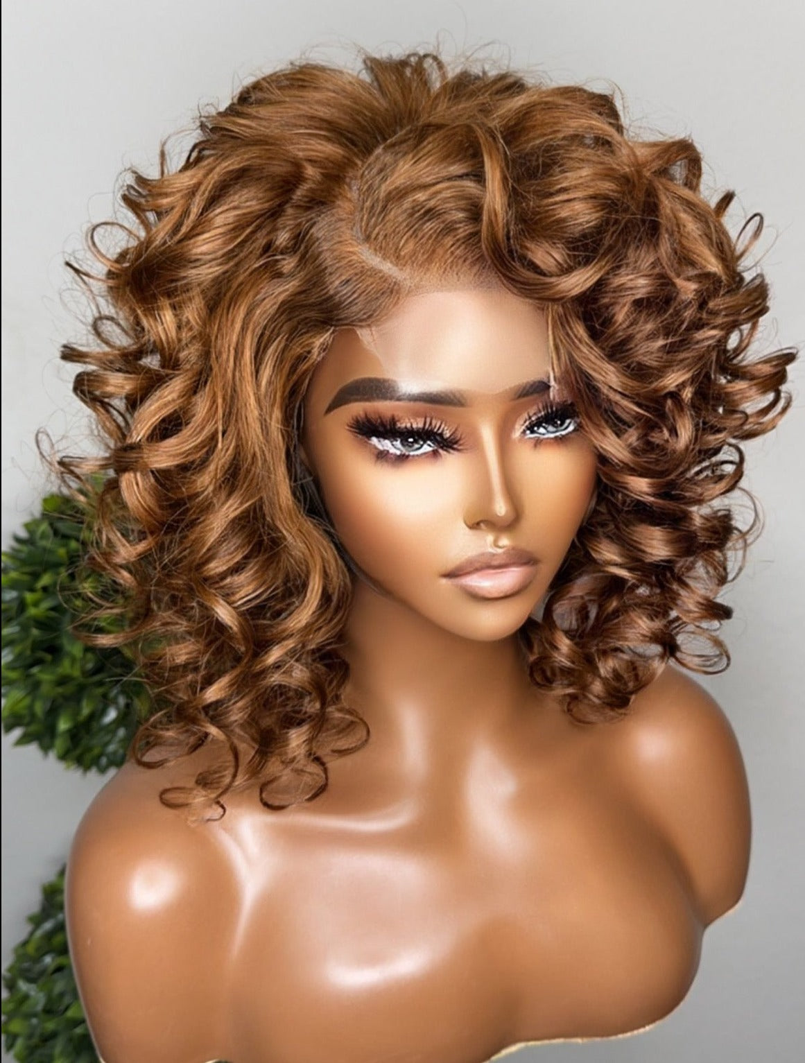 Light Brown Queen Collection Curly "Wash & Go" Lace (5x5) Wig