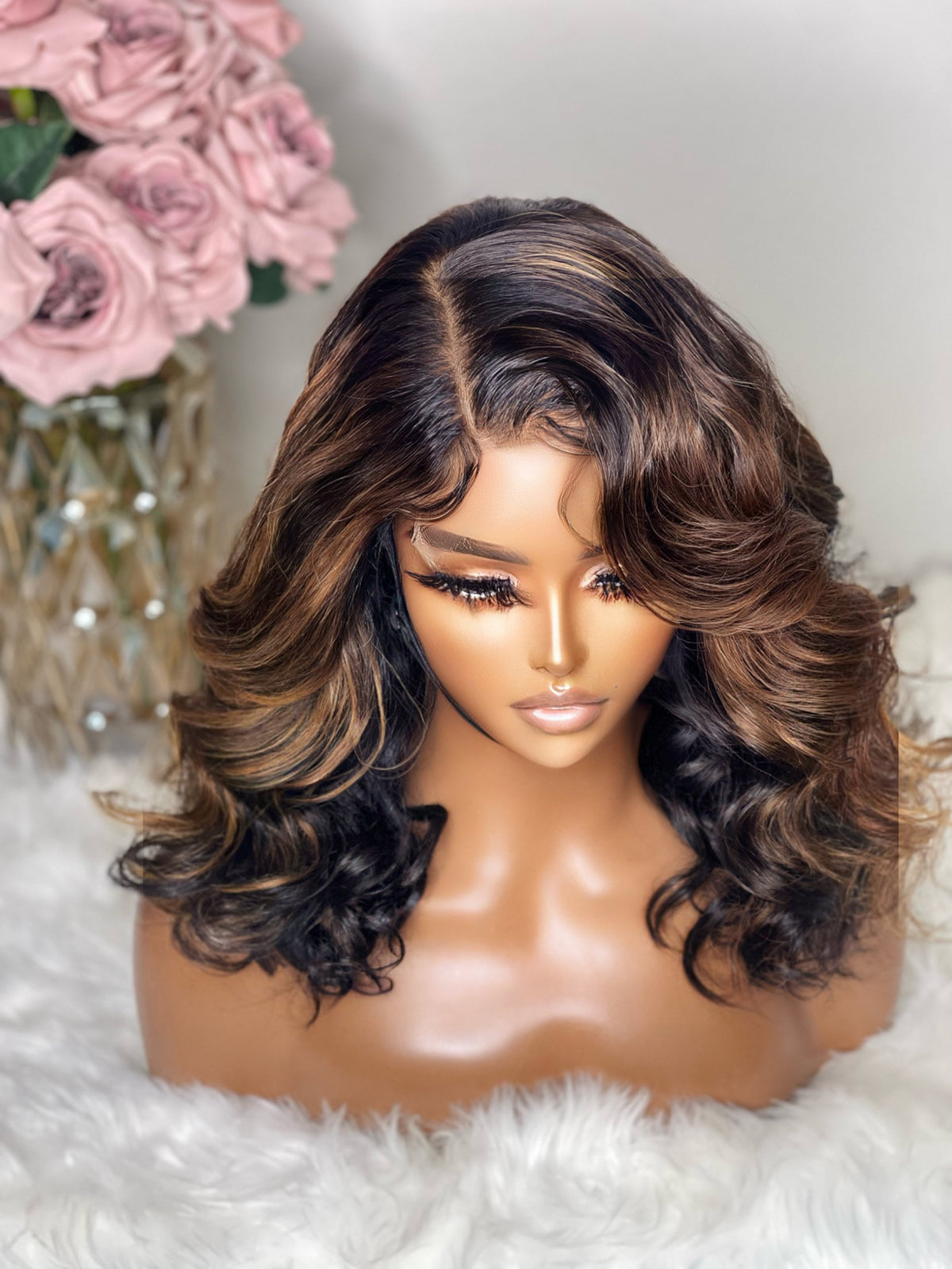 "Nikkita" Brown Ombre Custom Raw Indian GLUELESS Lace Wig