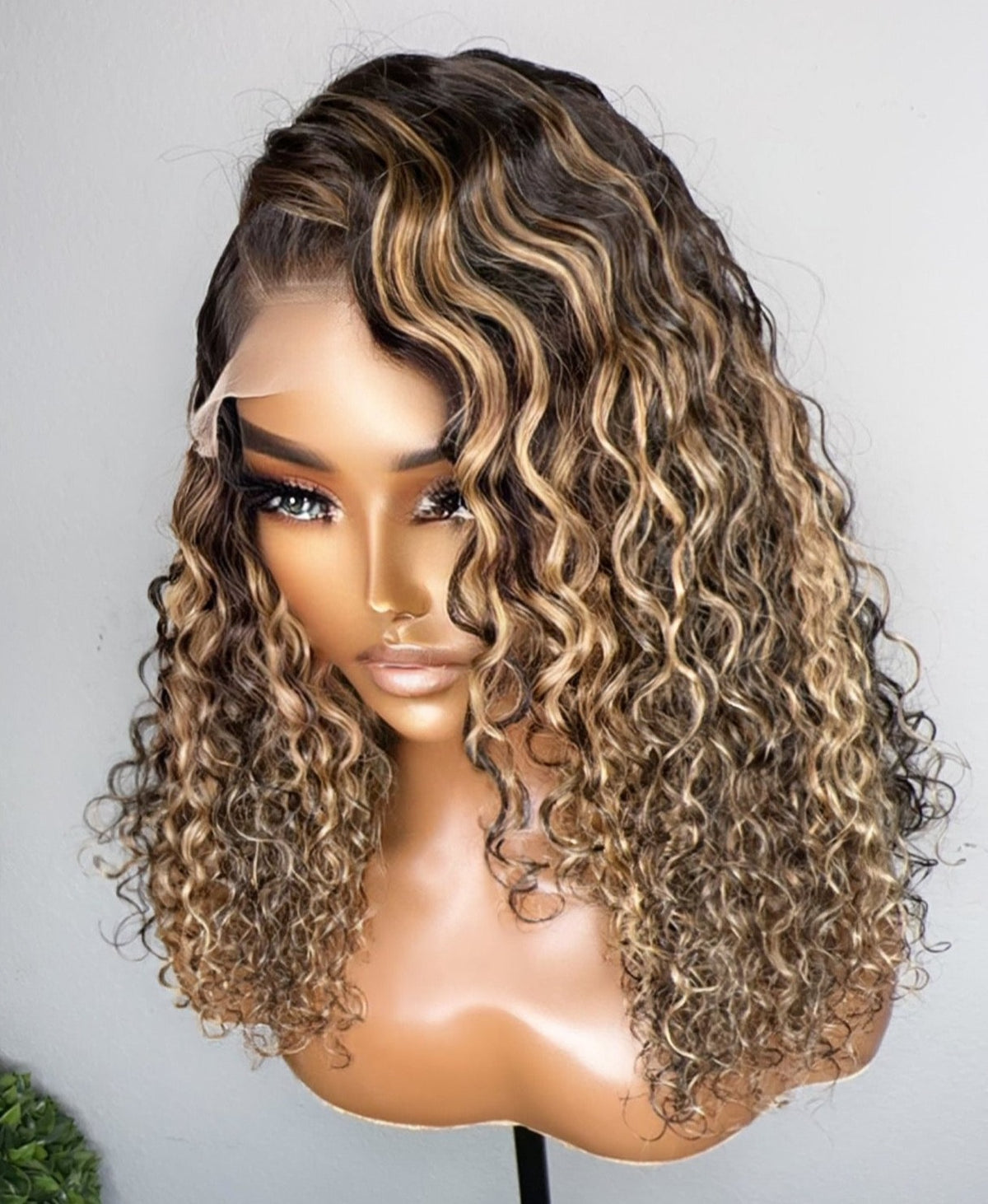 "Fancy" Cambodian Curly Chunky Blonde Highlight HD Lace (5x5) Wig